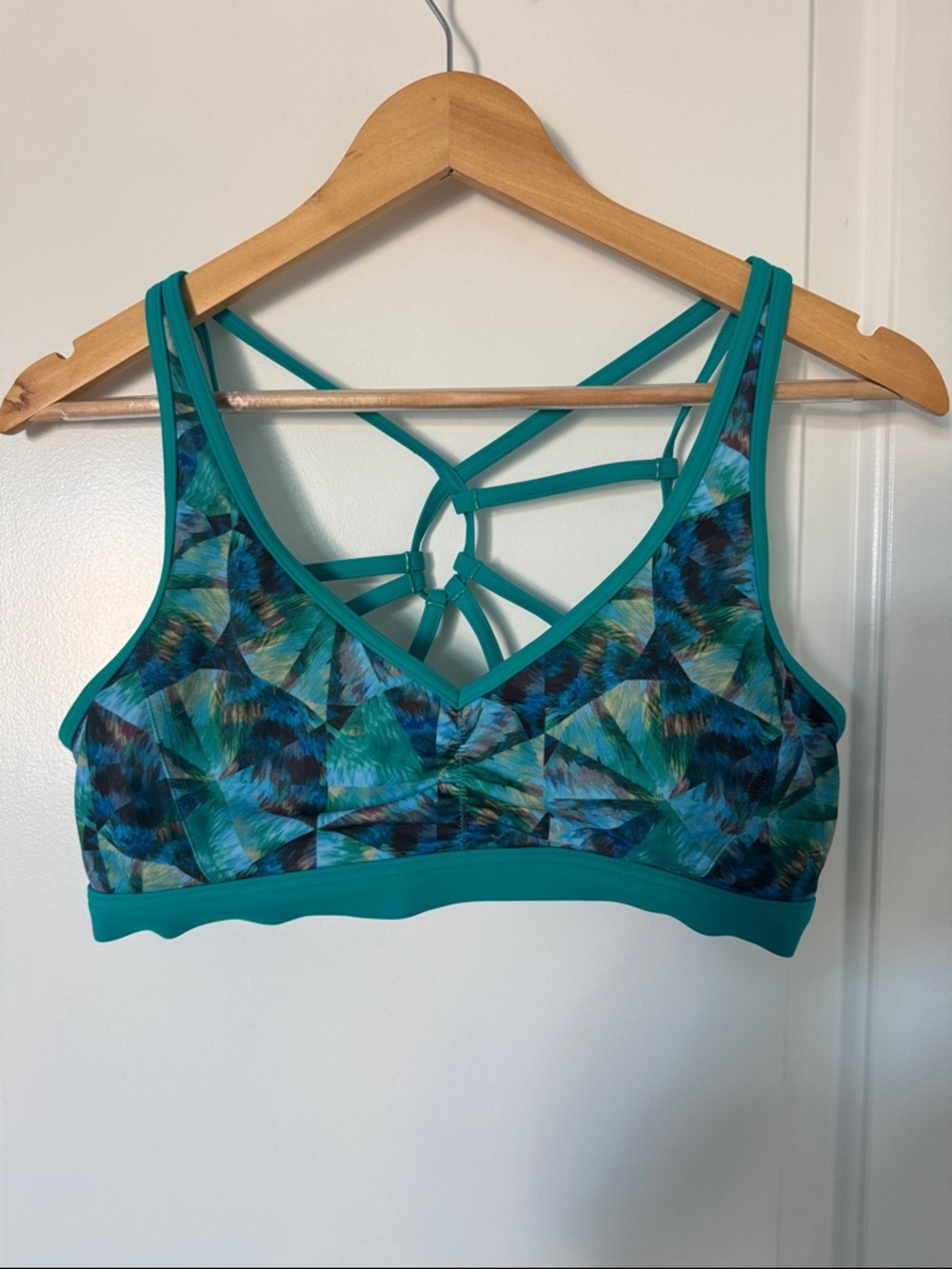 Prana Teal & Blue Patterned Strappy Swim top